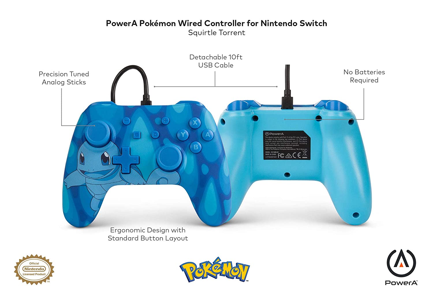 PowerA Nintendo Switch Wired Controller Pokémon Squirtle Torrent